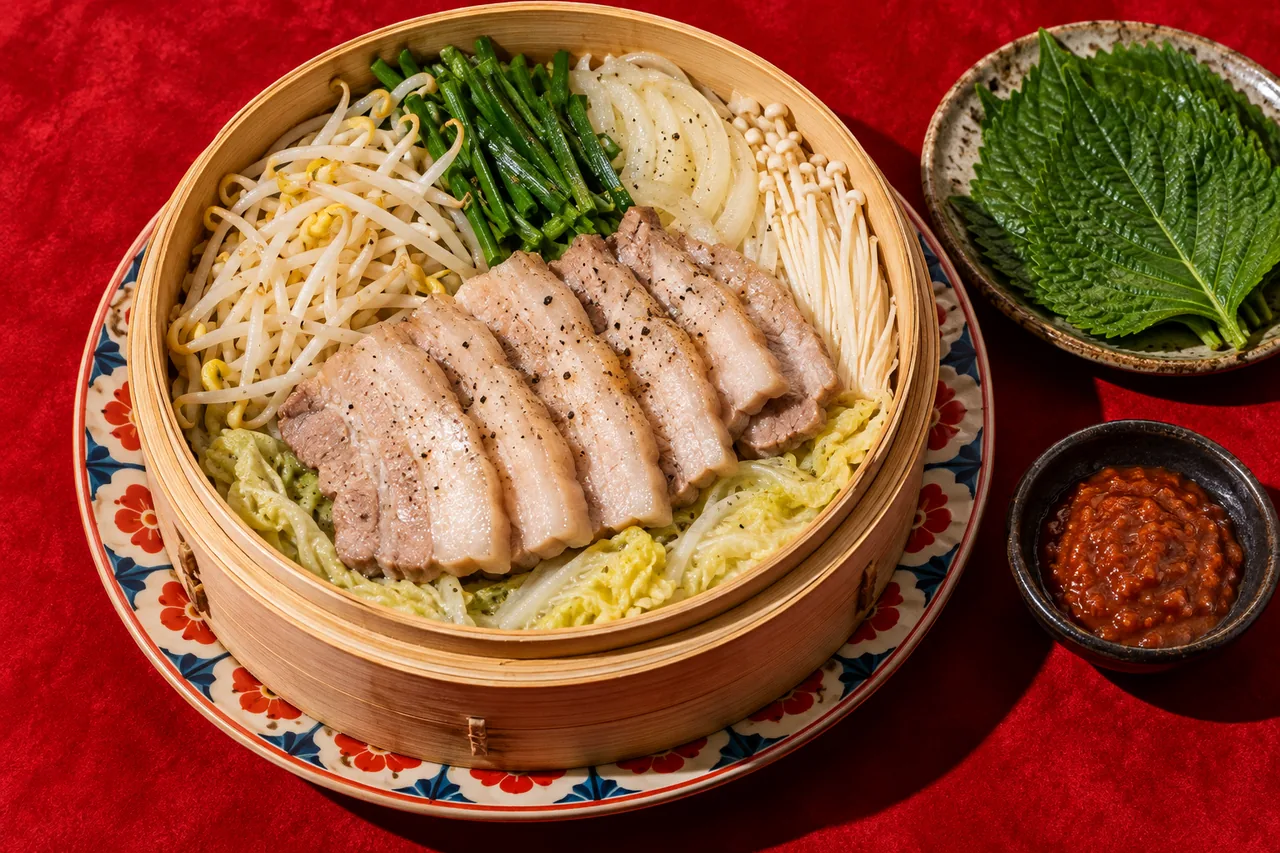 Samgyeopsal jjim traditionnel (poitrine de porc vapeur à la coréenne)