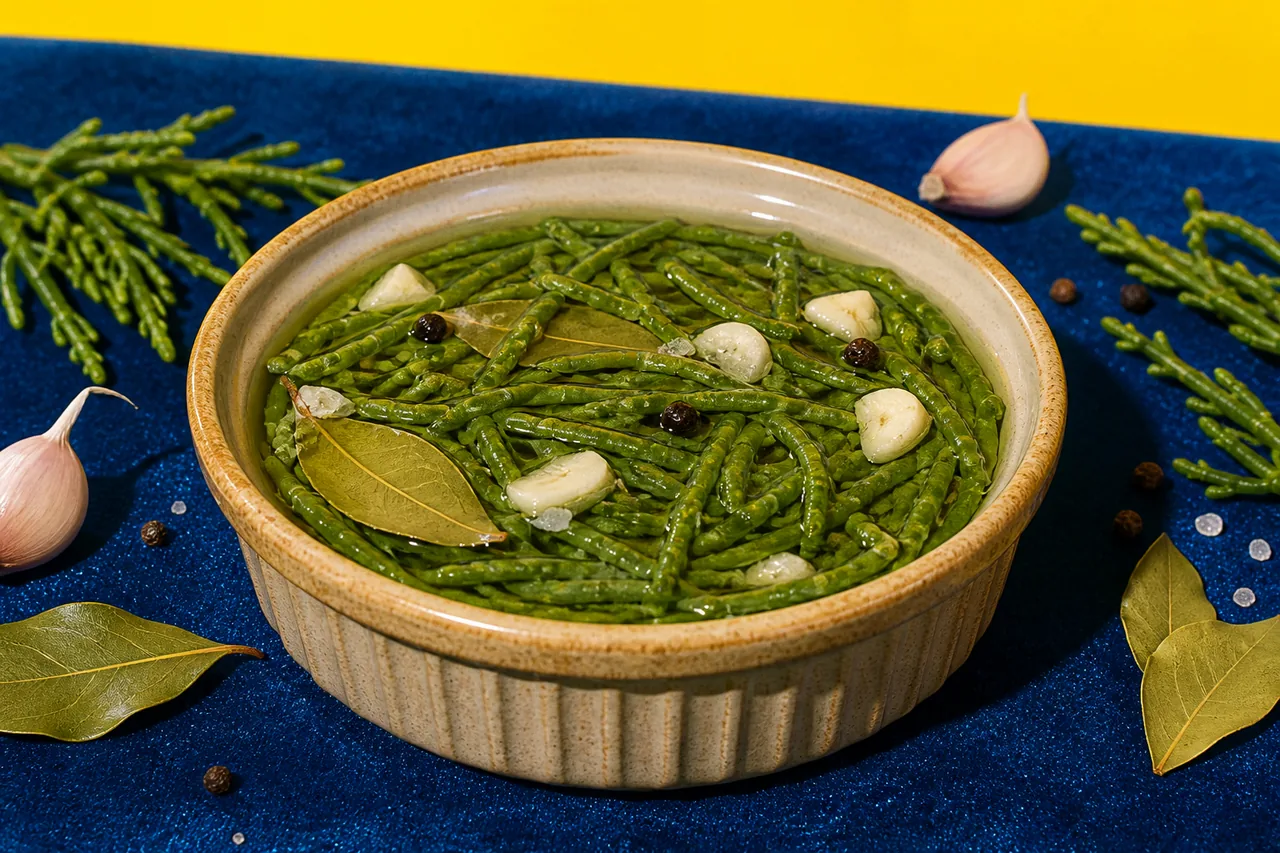 Salicorne au vinaigre, condiment marin des marais salants