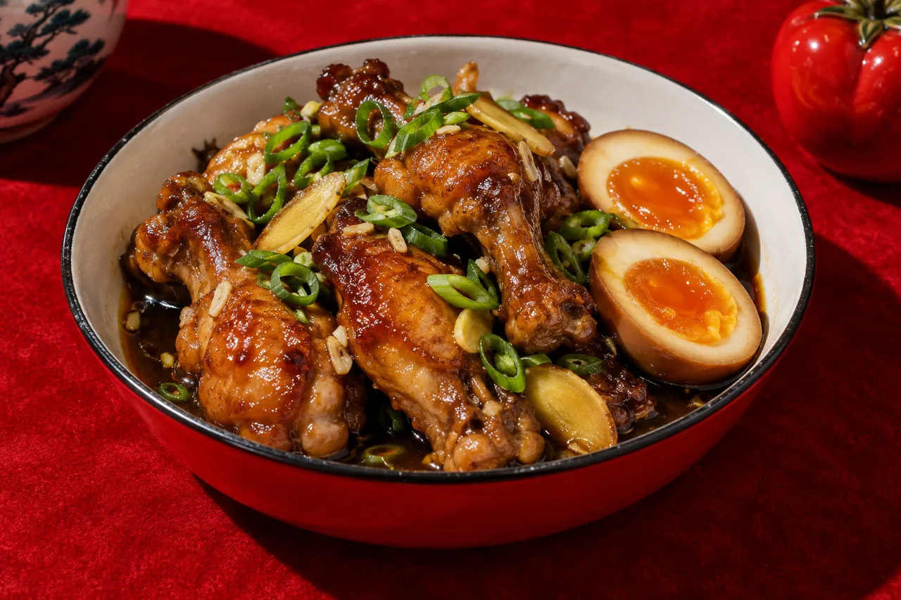 Tebamoto no sappari-ni (manchons de poulet mijotés au soja et au vinaigre)