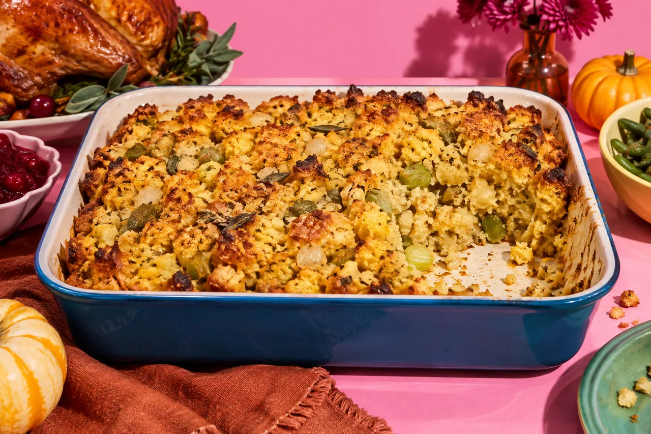 Cornbread dressing (farce du Sud au pain de maïs)
