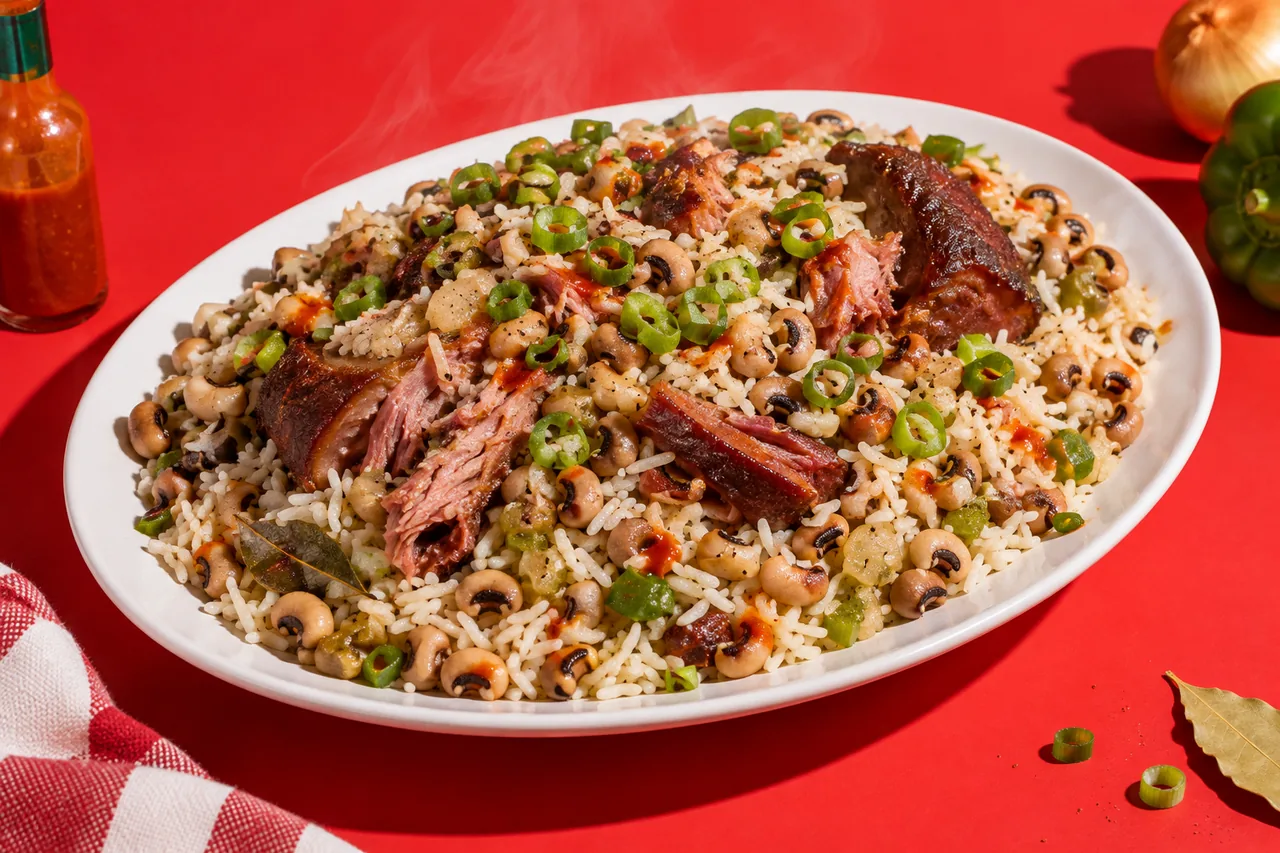 Hoppin' John traditionnel au jarret de porc fumé