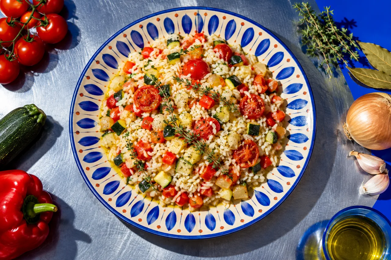 Riz de Camargue en pilaf aux légumes du jardin, tradition provençale
