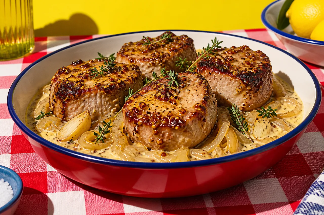 Filet mignon de porc rôti à la moutarde et au miel