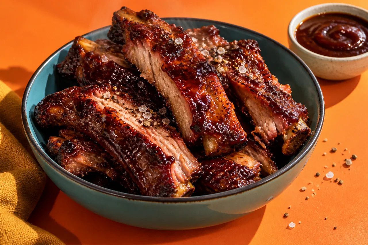 Baby back ribs de porc au four et glaçage au bourbon