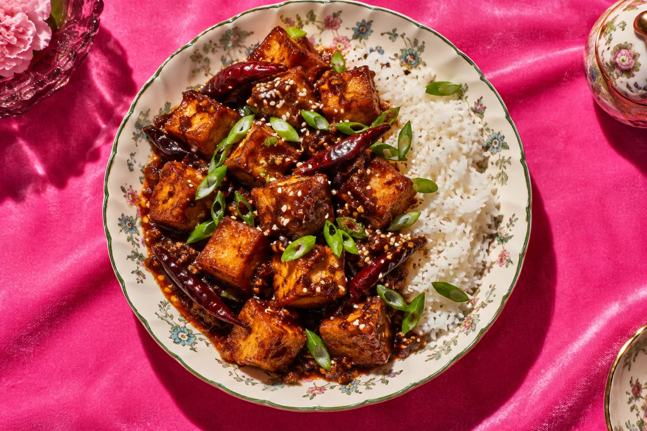 General Tso tofu (tofu croustillant à la sauce aigre-douce pimentée)