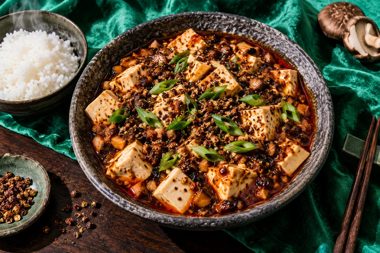 Mapo tofu végétarien aux shiitakés