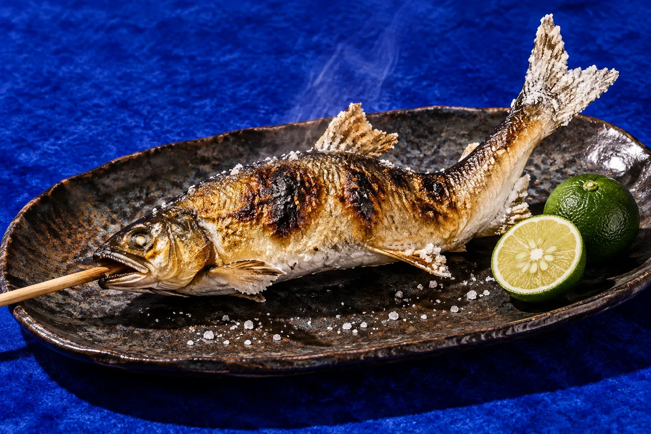 Ayu shioyaki traditionnel : l'art de l'ayu grillé au sel en vague