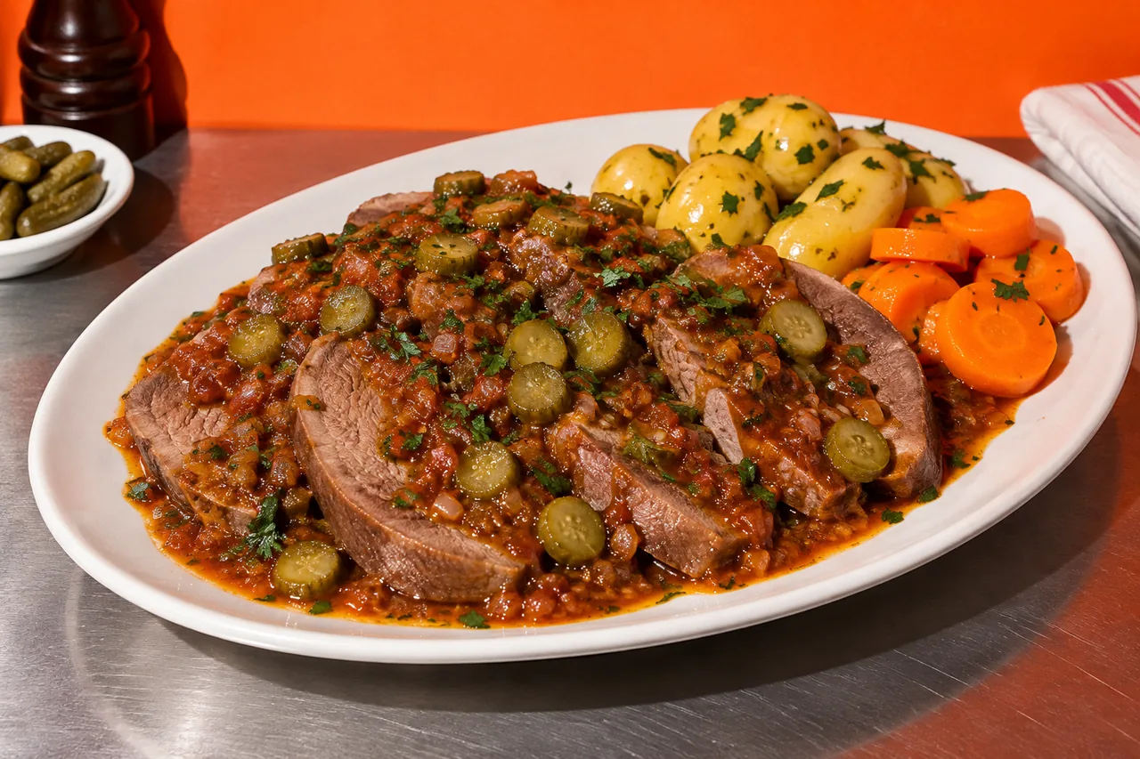 Langue de bœuf sauce piquante