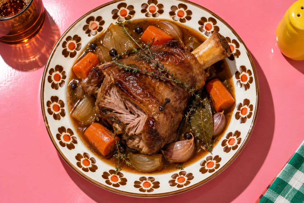 Jarret de porc braisé à la bière ambrée