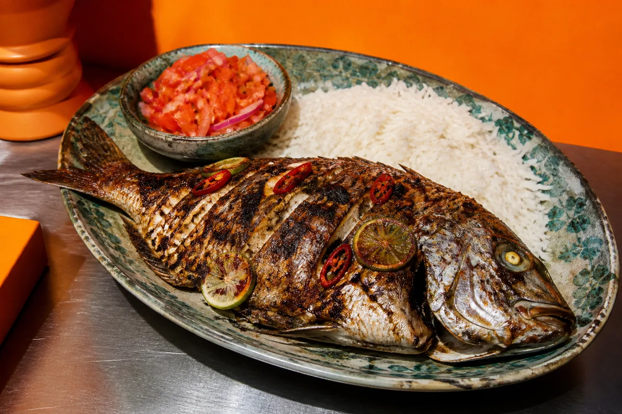 Beryx grillé au combava et à l'ail (spécialité de l'île de la Réunion)