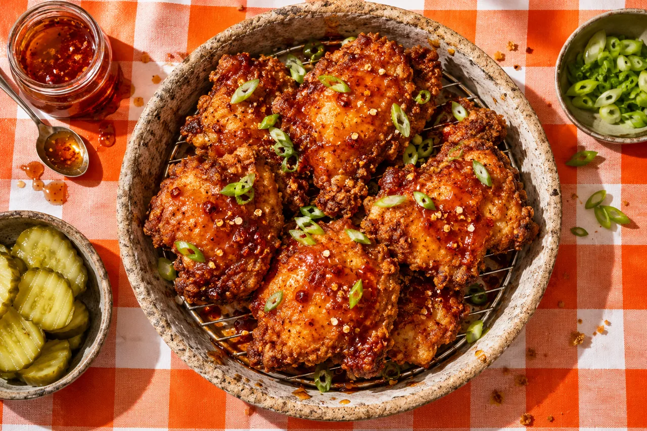 Hot honey chicken (poulet frit croustillant au miel pimenté)