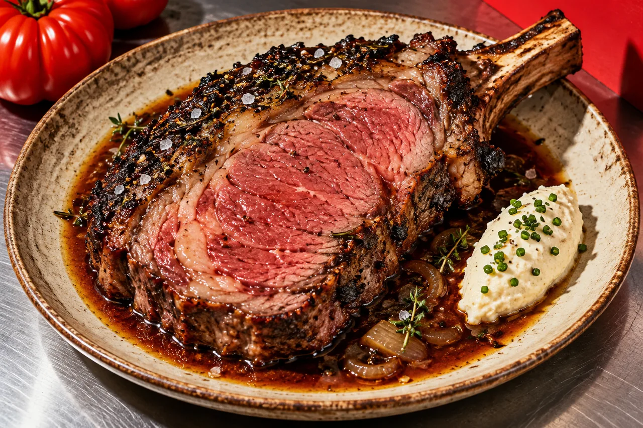 Prime rib rôti au jus et sauce raifort