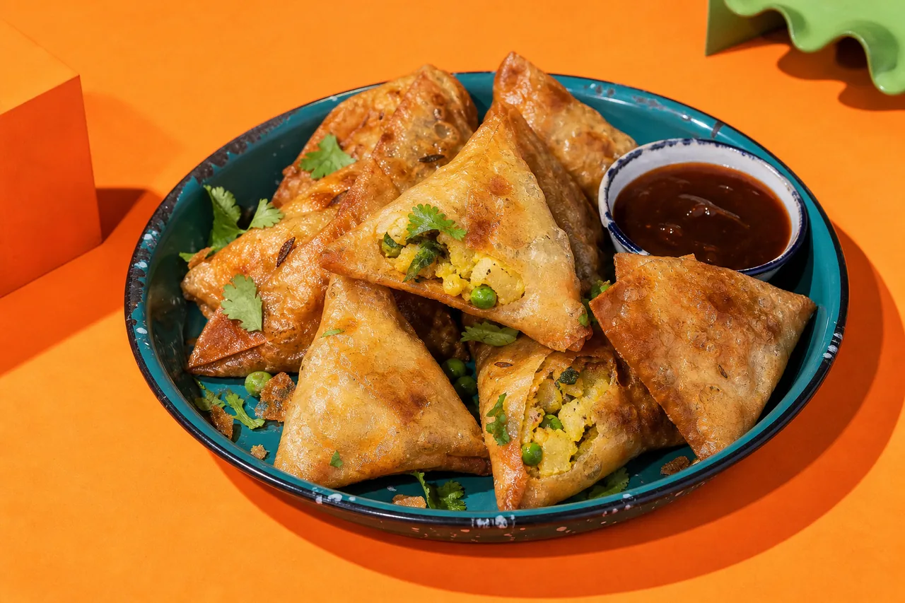 Samosas triangulaires croustillants au papier de riz