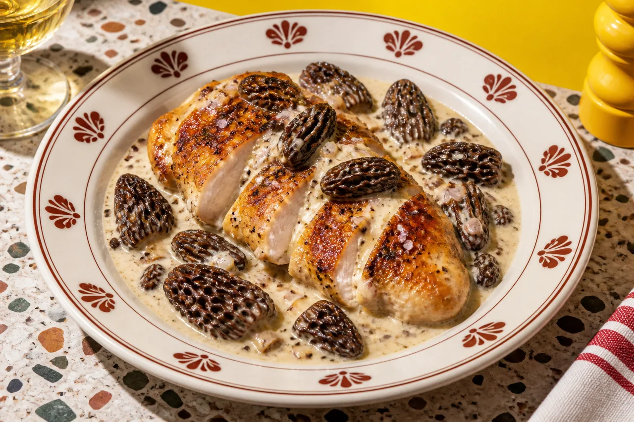 Suprêmes de poulet à la crème et aux morilles