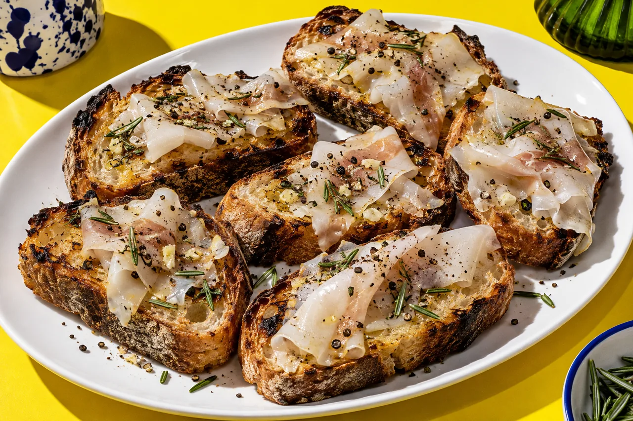Crostini au lardo di Colonnata et romarin
