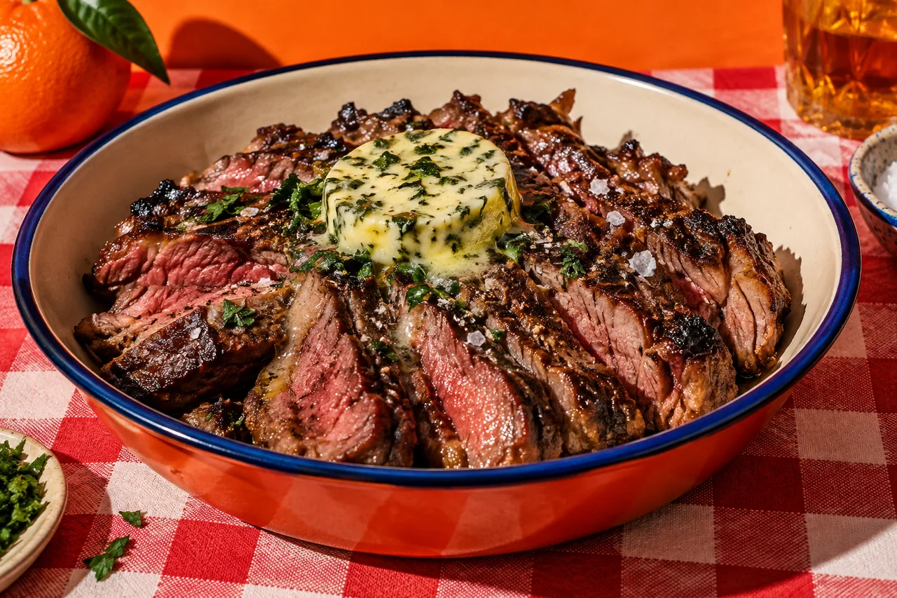 Araignée de bœuf à la plancha et beurre persillé