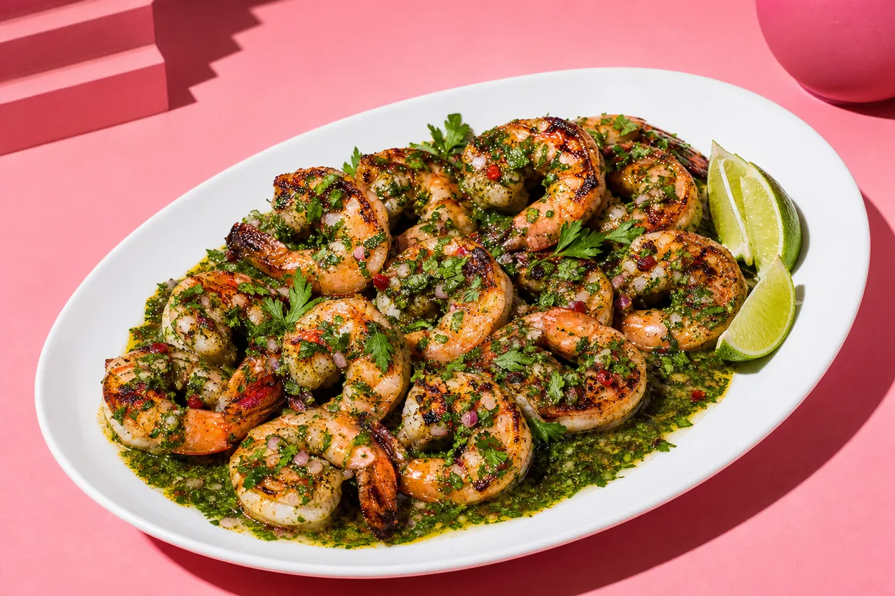 Crevettes grillées faciles au chimichurri