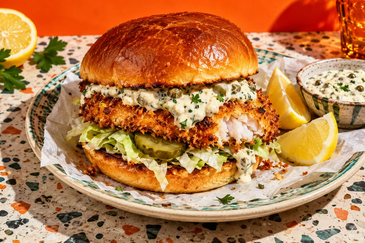 Fish Burger with Tartar Sauce