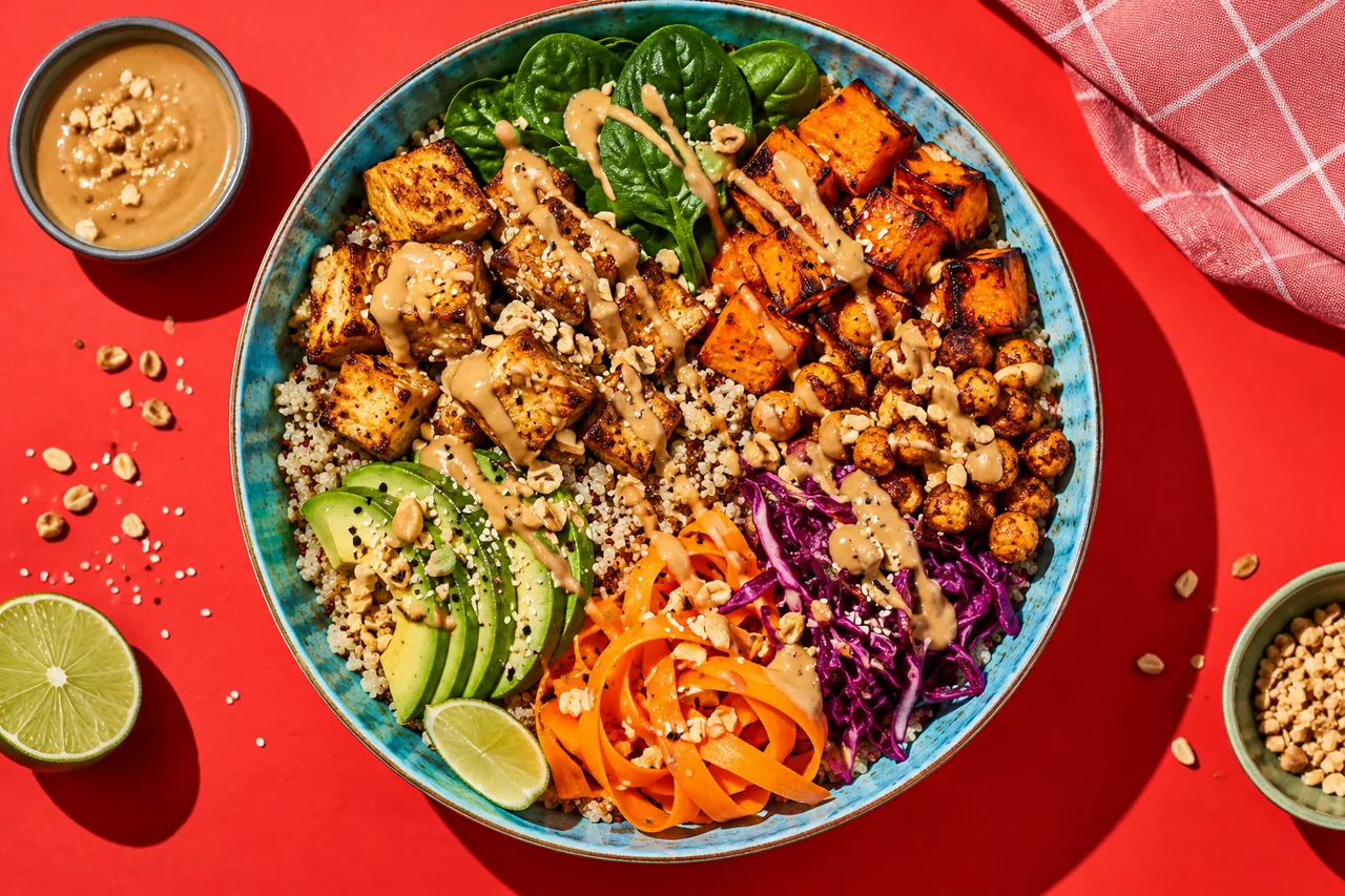 Buddha Bowl with Crispy Tofu and Peanut Sauce