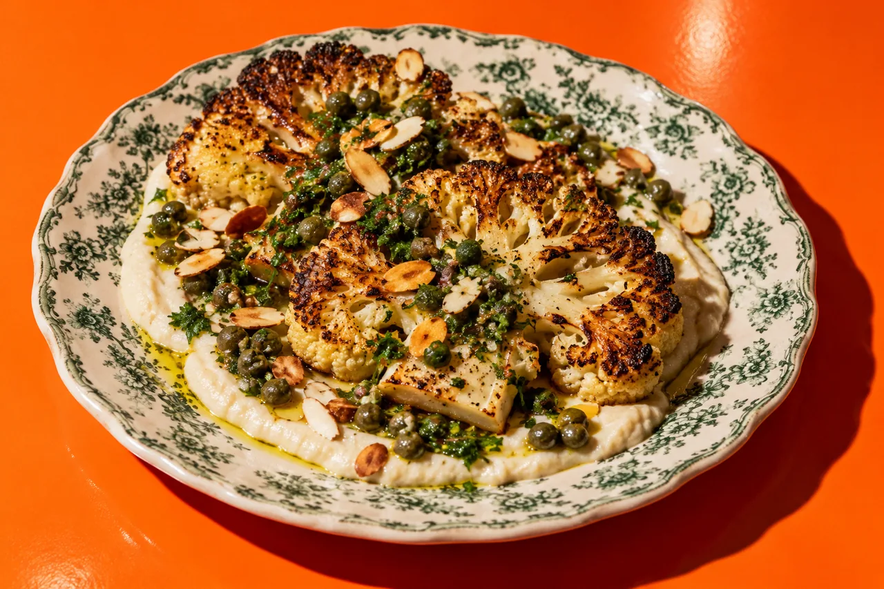 Cauliflower Steaks with White Bean Puree