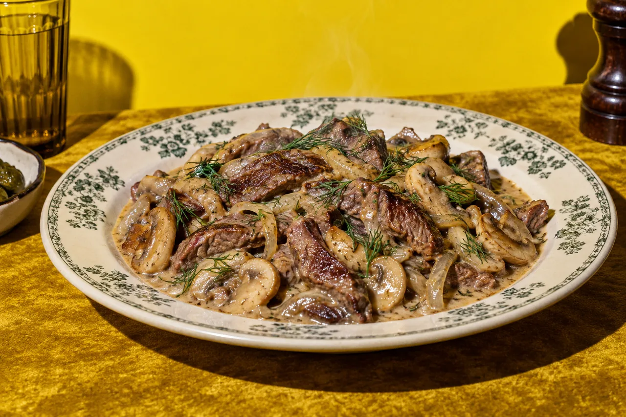 Bœuf Stroganoff traditionnel à la tende de tranche