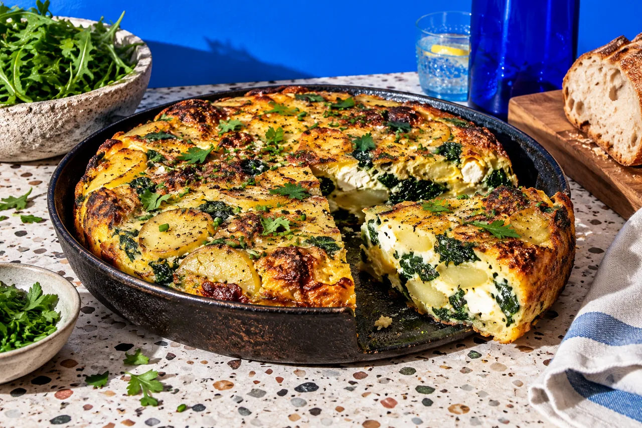 Frittata with Spinach, Potatoes and Feta