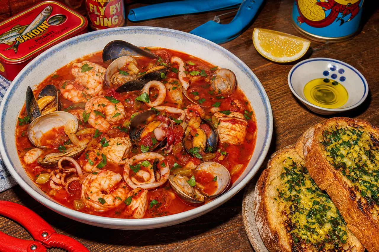 Cioppino aux crevettes et palourdes (ragoût de fruits de mer de San Francisco)