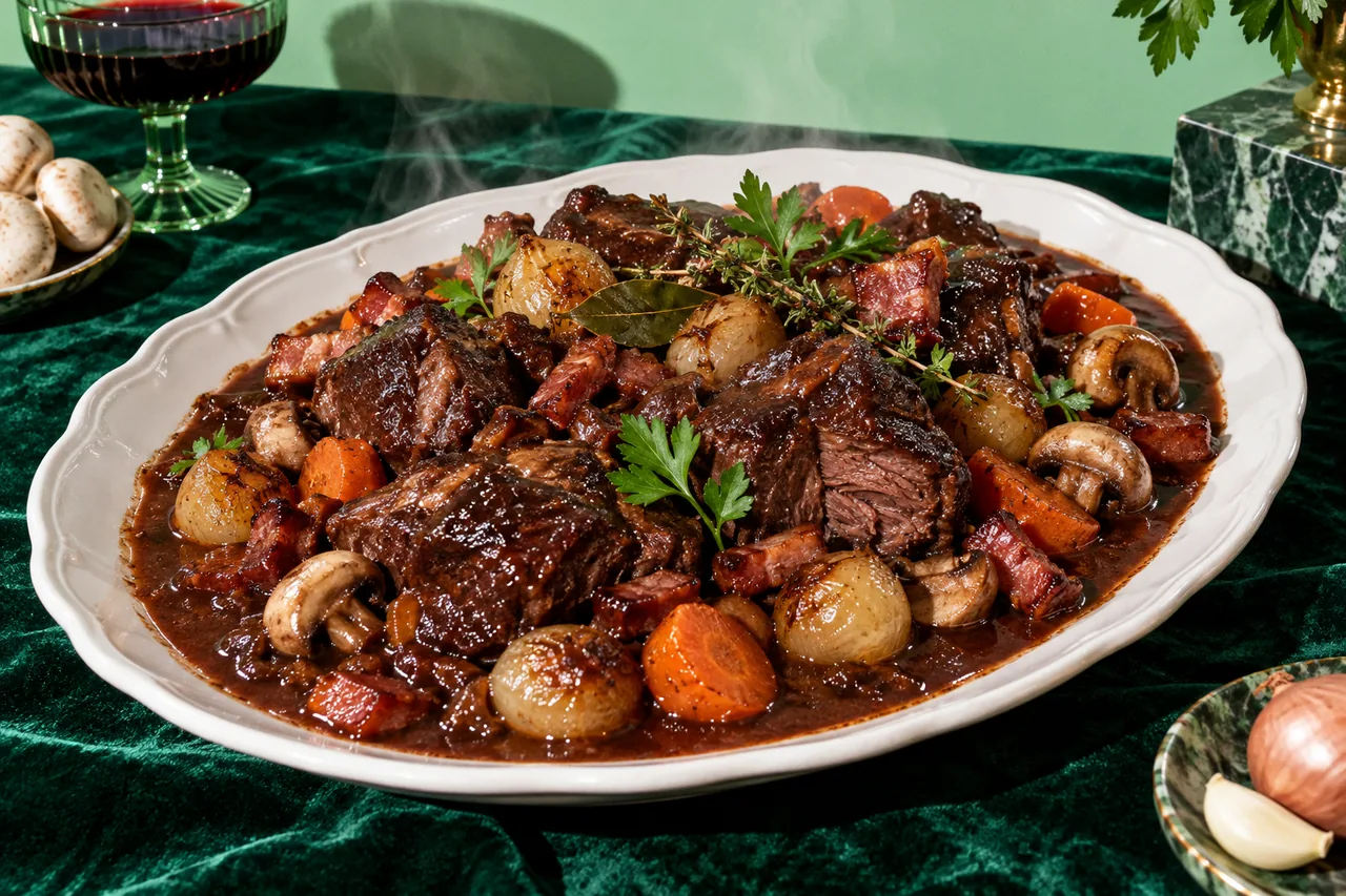 Bœuf bourguignon traditionnel au collier de bœuf