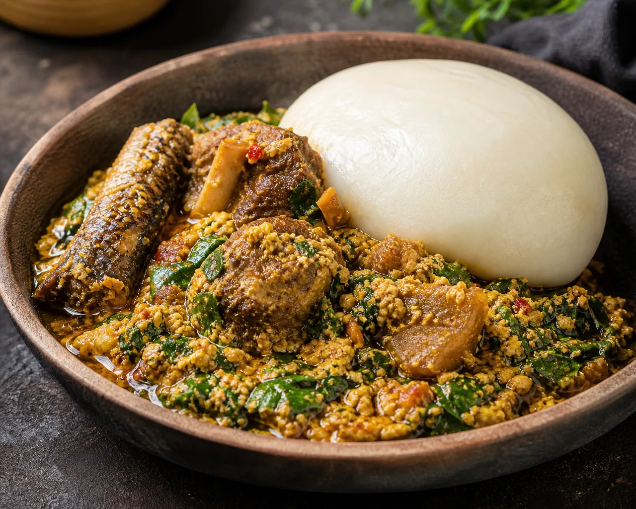 Egusi soup nigériane avec fufu