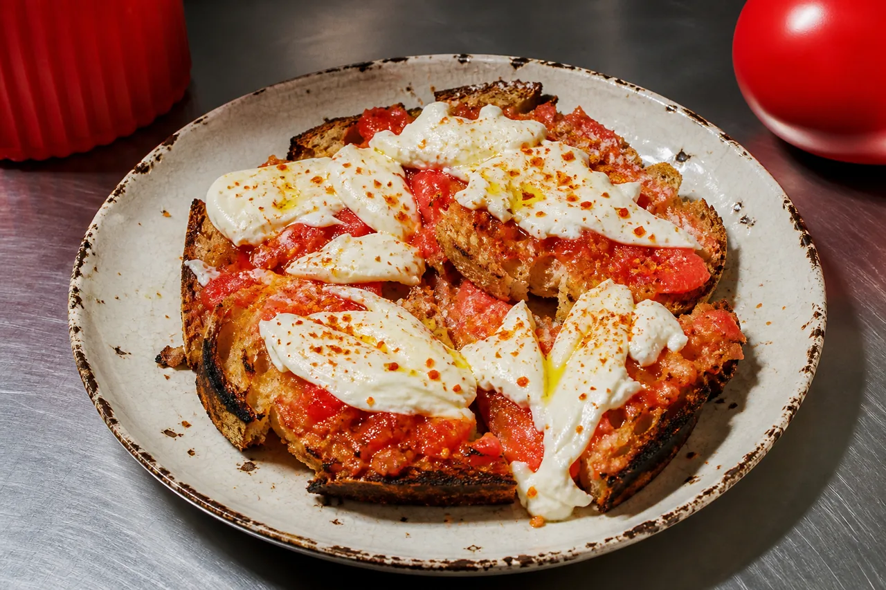 Pan con tomate végétarien à la mozzarella et au piment