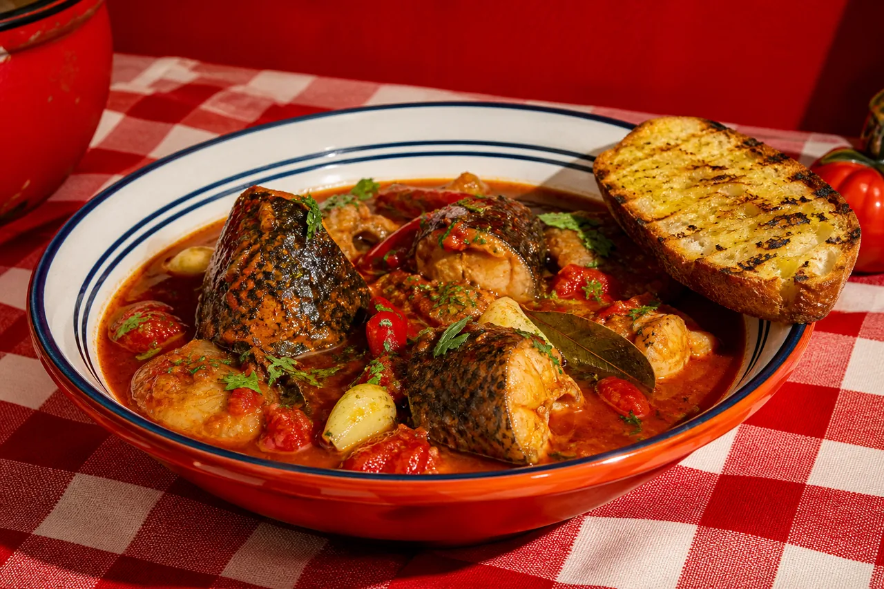 Zuppa di murena alla siciliana (Soupe de murene braisée à la sicilienne)