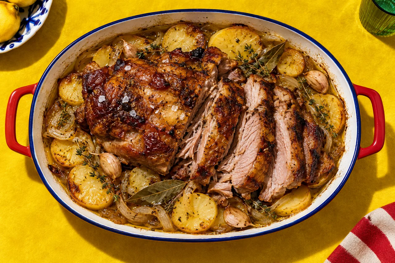 Espaldilla de cerdo al horno con patatas