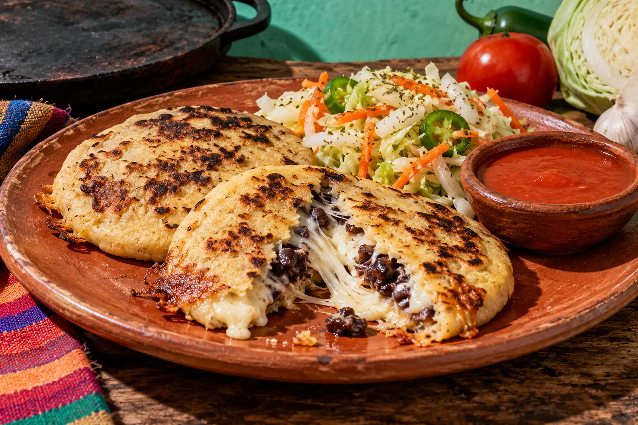 Pupusas with Cheese, Beans and Curtido