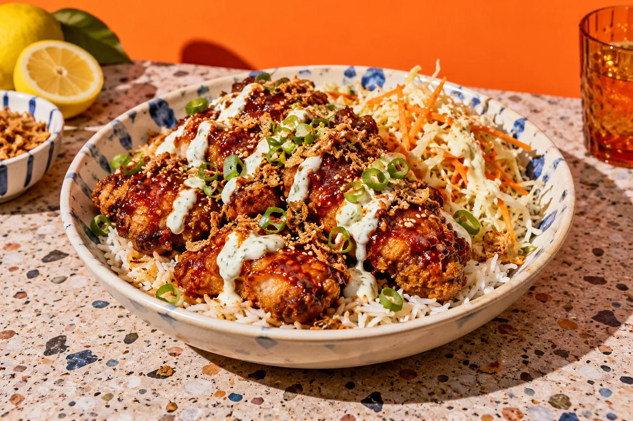 Crispy Chicken Rice Bowl (Crousty Style)