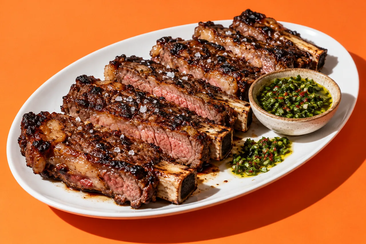 Tira de asado a la parrilla et chimichurri traditionnel