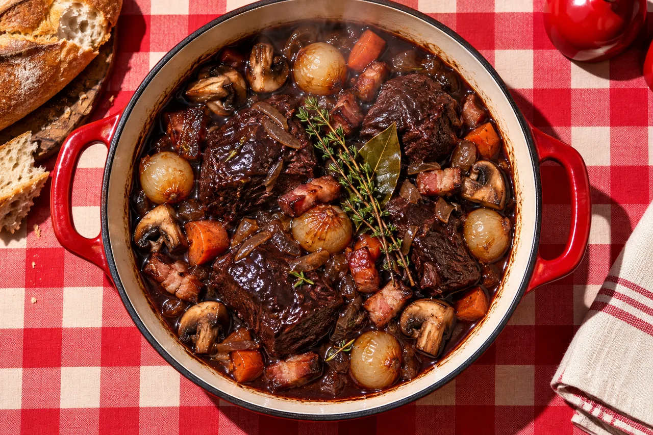 Joues de bœuf braisées au vin rouge