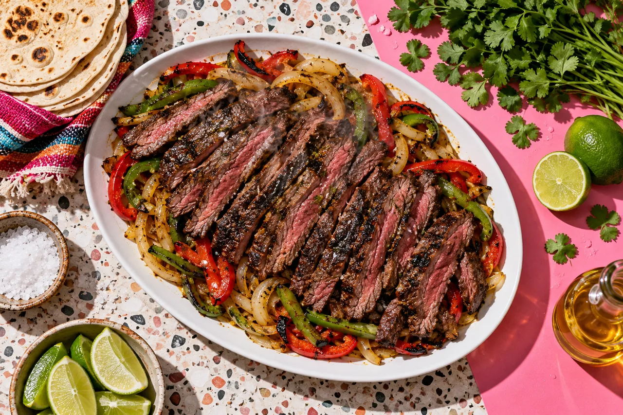 Fajitas traditionnelles de skirt steak de bœuf