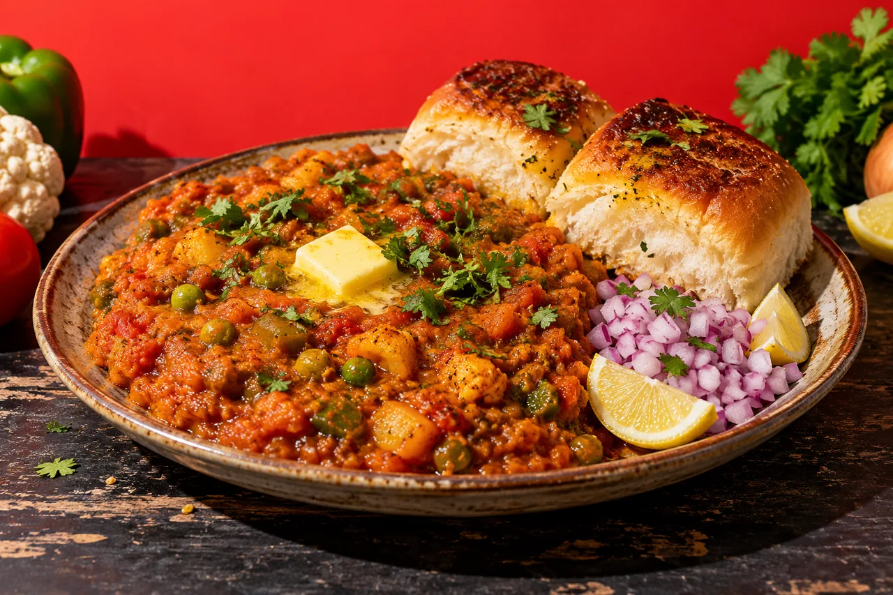 Pav bhaji (purée de légumes épicée de Mumbai et petits pains beurrés)