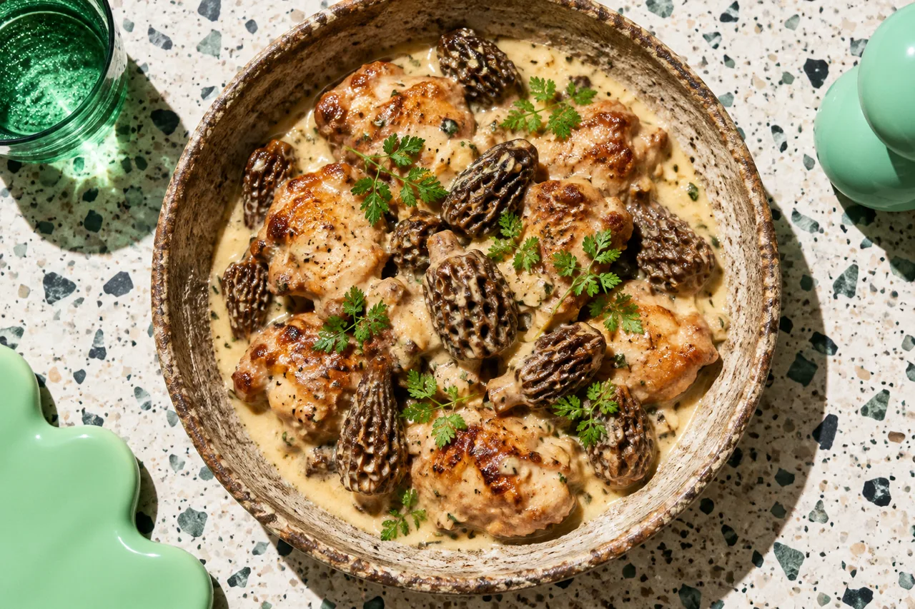 Sot-l'y-laisse de poulet aux morilles et vin jaune