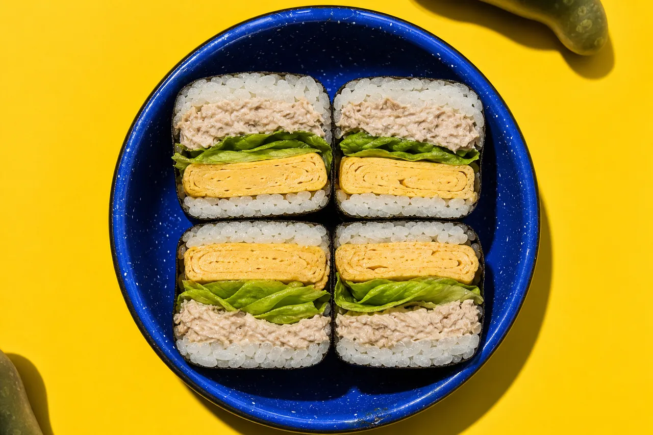 Onigirazu japonais au thon mayonnaise et omelette