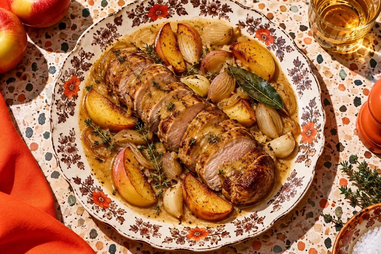 Sous-noix de porc braisée au cidre de Normandie