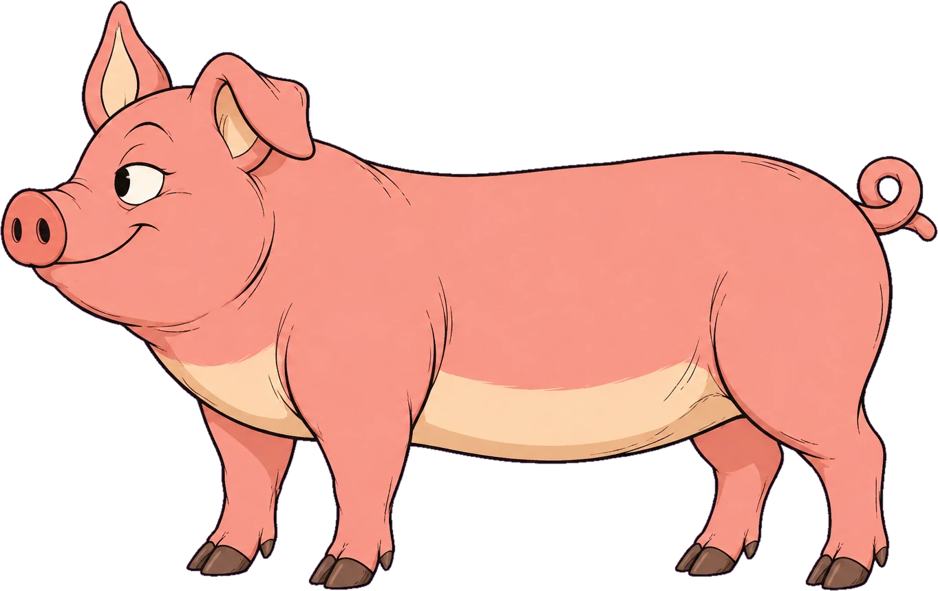 Gaston in profile, with the Pork collar / neck end outlined