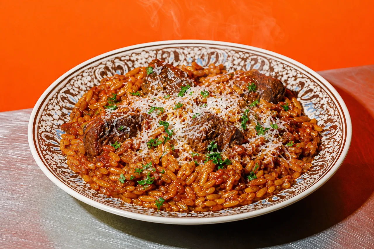 Giouvetsi (bœuf mijoté aux orzo au four)