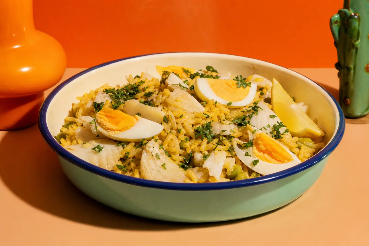 Kedgeree (haddock fumé, riz, œufs)