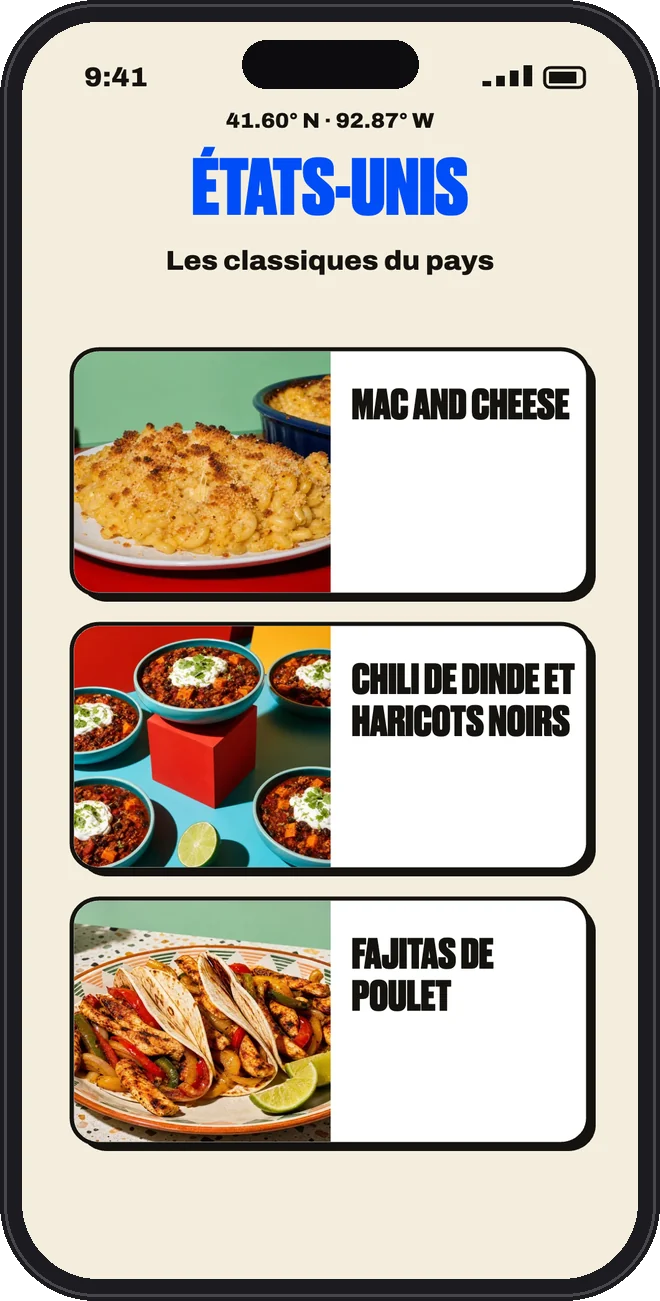 La carte des pays à cuisiner dans Umay